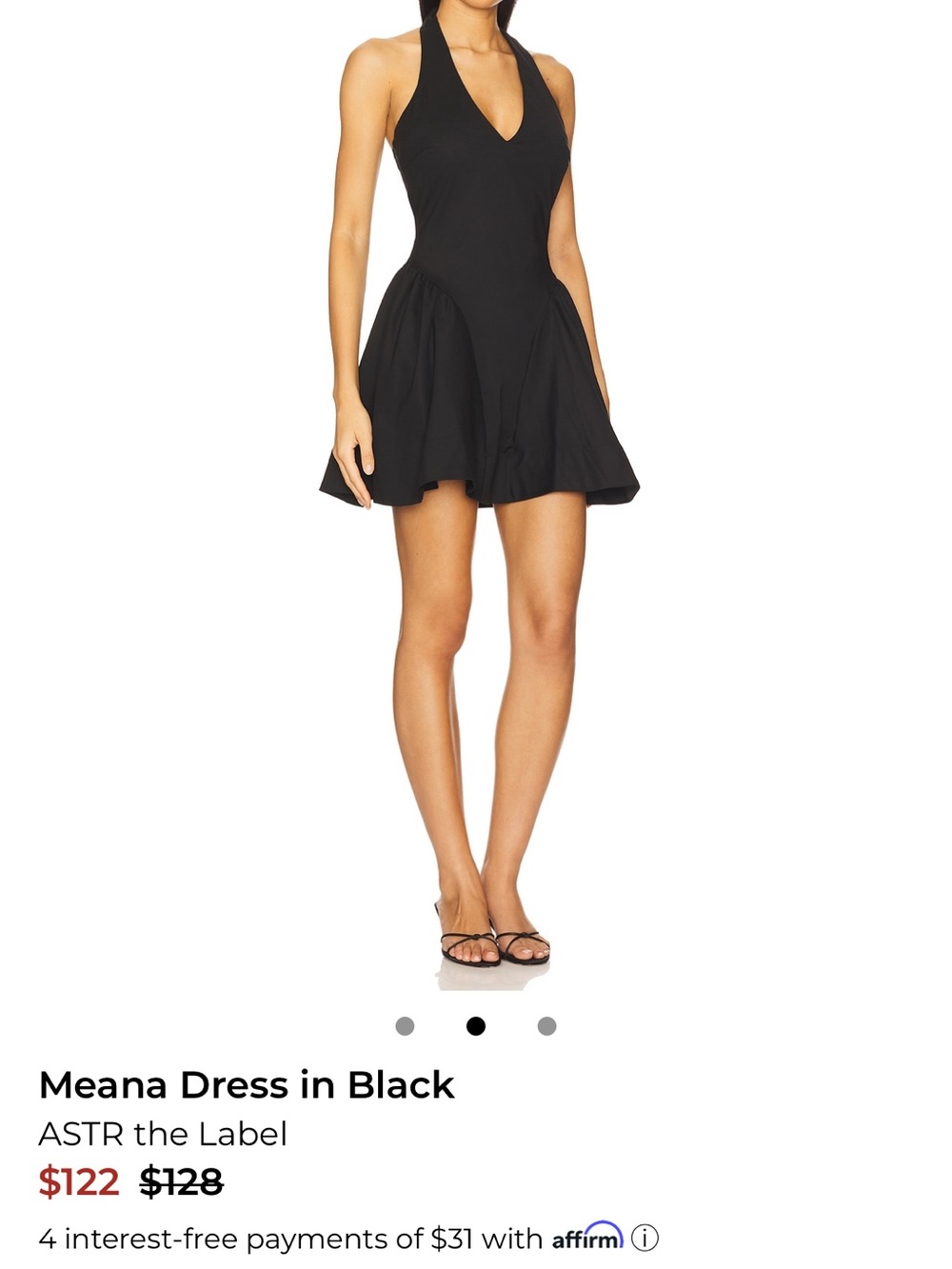Astr Black Halter Mini Dress with Flared Skirt - Picture 5 of 6